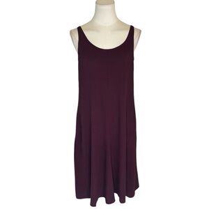EILEEN FISHER‎ Silk Georgette Crepe Scoop Neck Sleeveless Pocketed Dress Size XS